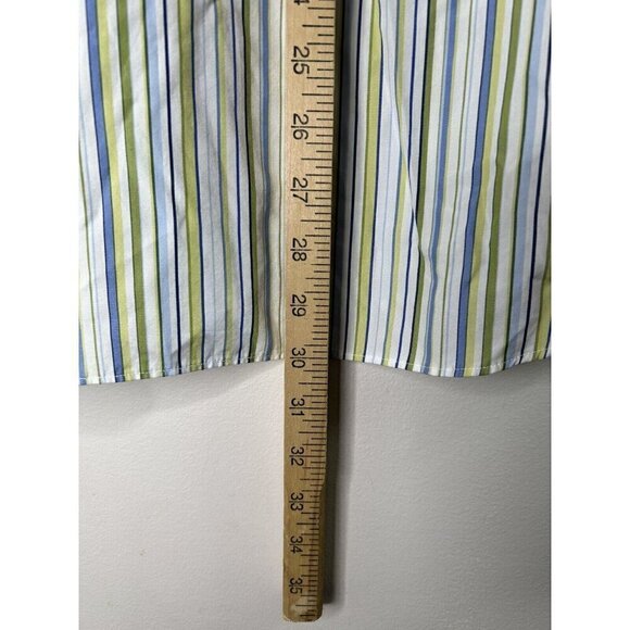 J. Crew Shirt Size Green Blue White Striped Long Sleeve Button Up Size L 16-16.5 - Picture 7 of 10